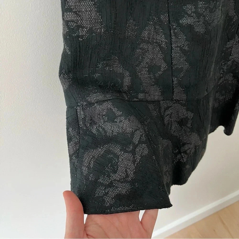 Rebecca Taylor Black  Floral Jacquard Dress Size 6 Black Tie Chic Party - Picture 3 of 7